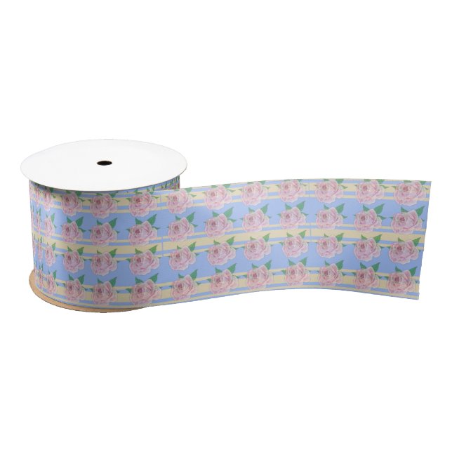 Blue Regency Rose Satin Ribbon Satinband (Spule)