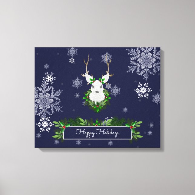 Blue Reindeer Canvas Print Leinwanddruck (Vorderseite)