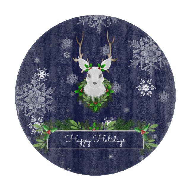 Blue Reindeer Cutting Board Schneidebrett (Vorderseite)