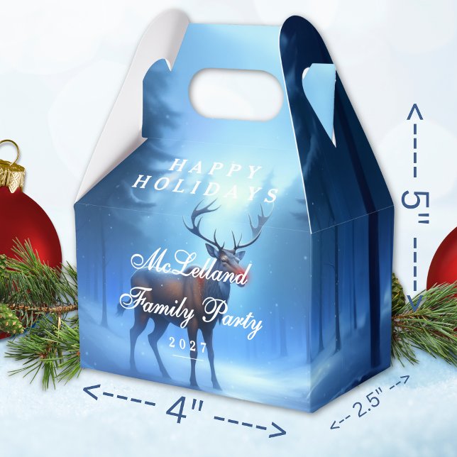 Blue Reindeer Happy Holidays Family Party Geschenkschachtel (Von Creator hochgeladen)
