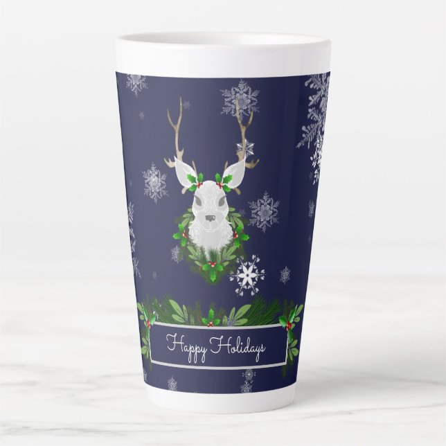 Blue Reindeer Latte Tasse (Vorderseite)