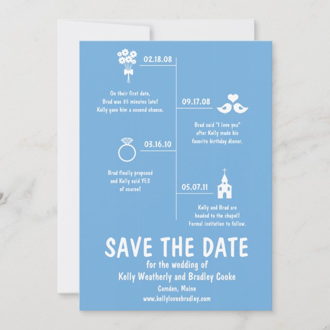Blue Relation Timeline Wedding Save the Date (Vorderseite)