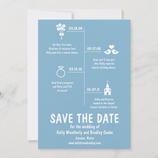 Blue Relation Timeline Wedding Save the Date (Vorderseite)