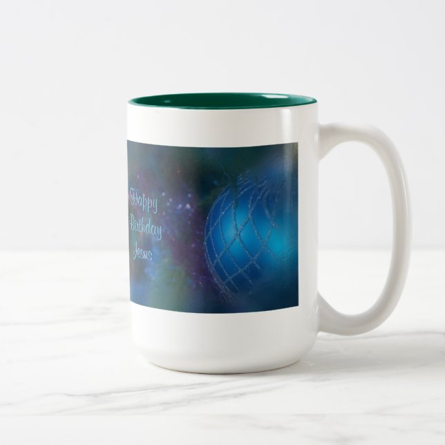 Blue Religious Sprichwort Weihnachtsschmuck Zweifarbige Tasse (Rechts)