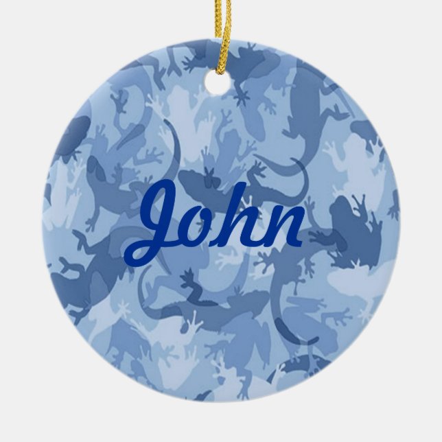 Blue Reptile Camouflage Name Ornament (Vorne)