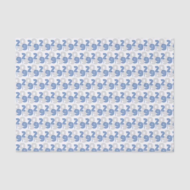 Blue Retro Big Numbers Class Seidenpapier (Vorderseite)