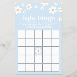 Blue Retro Daisy Baby Shower Bingo Flyer
