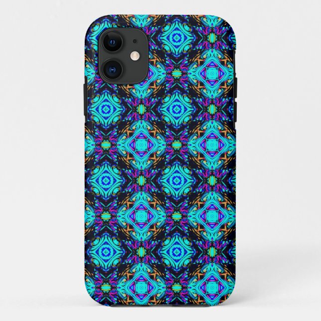 Blue Retro Funky i Phone Case (Rückseite)