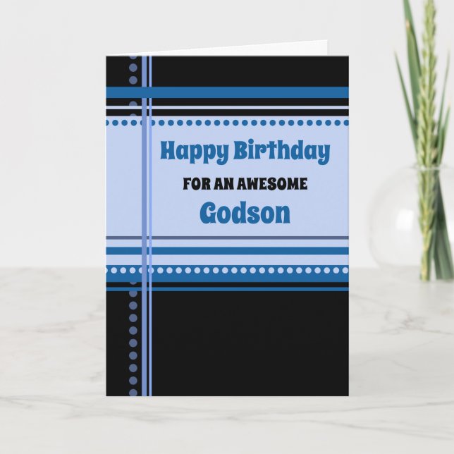 Blue Retro Godson Birthday Karte (Vorderseite)