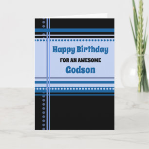 Blue Retro Godson Birthday Karte
