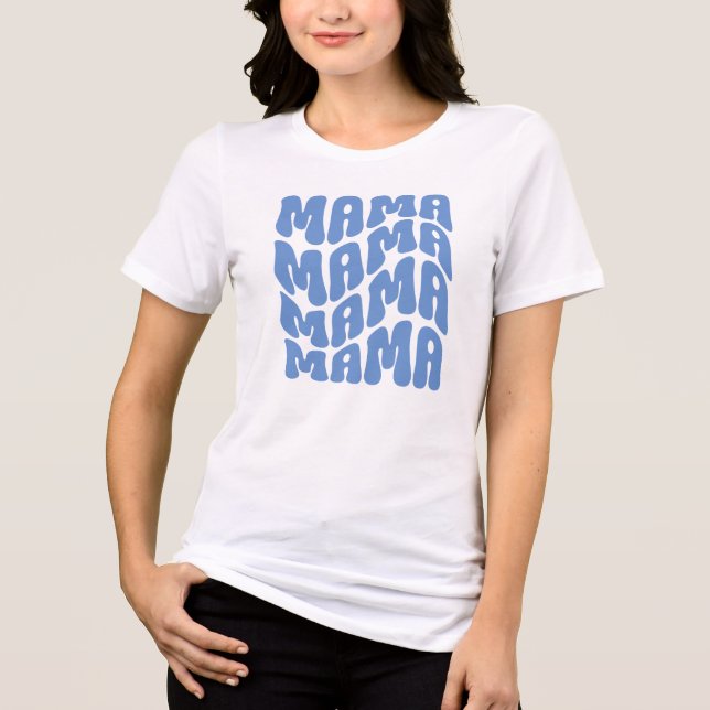 Blue Retro Groovy Niedlich Mama Mütter Day Mama Tri-Blend Shirt (Vorderseite)