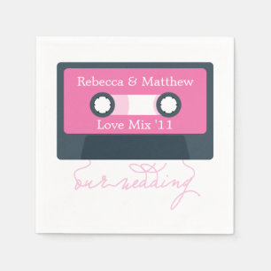 Blue Retro Mixtape Wedding Serviette