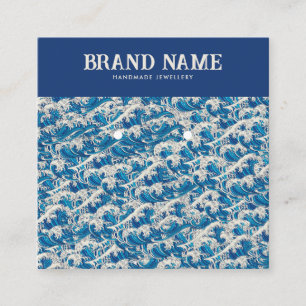 Blue Retro Modern Wave Ohrringe Display Card Quadratische Visitenkarte