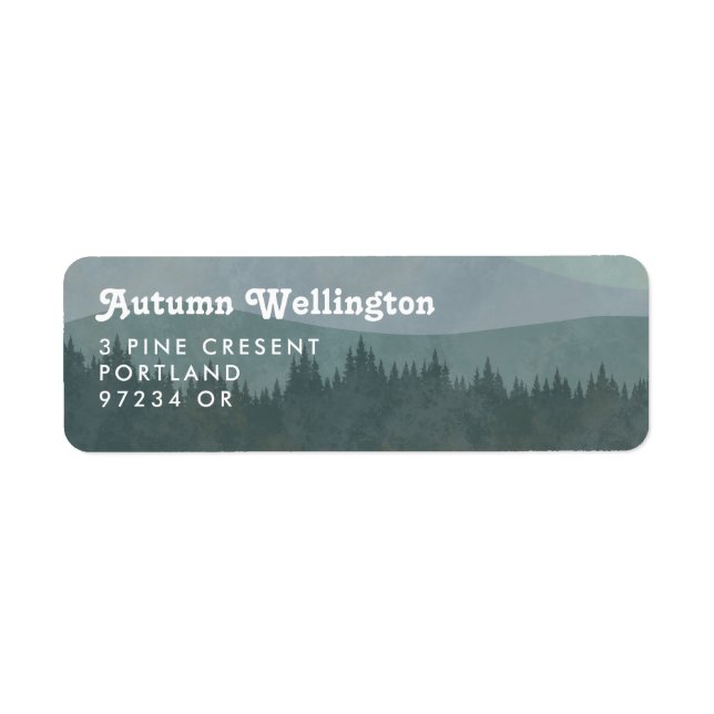 Blue Retro Mountains and Forest Return Address (Vorne)