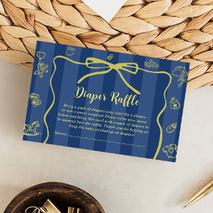Blue Retro Niedlich Diaper Raffle Lemons Babydusch Begleitkarte