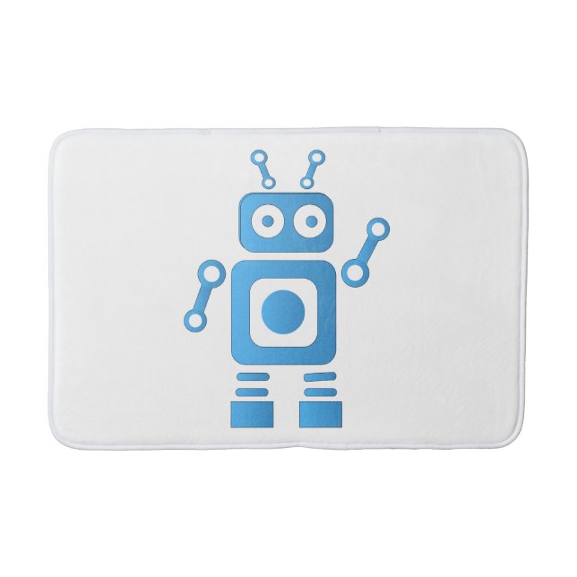 Blue Retro Robot Badematte (Vorderseite)