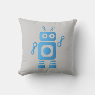 Blue Retro Robot Kissen