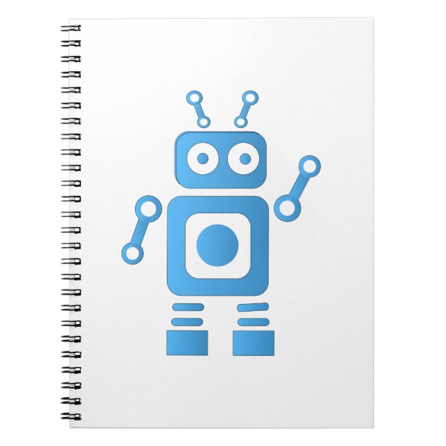Blue Retro Robot Notizblock (Vorderseite)