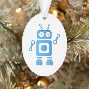 Blue Retro Robot Ornament