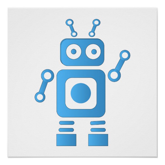 Blue Retro Robot Poster (Vorderseite)
