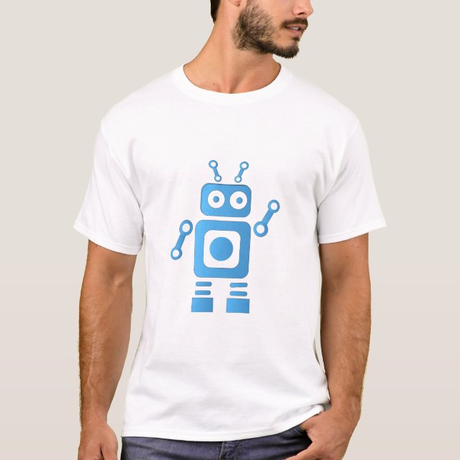 Blue Retro Robot T-Shirt (Vorderseite)