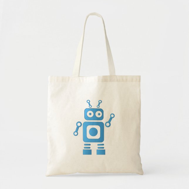 Blue Retro Robot Tragetasche (Vorne)