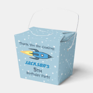 Blue Retro Rocket Ship Personalisierter Geburtstag Geschenkschachtel