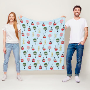 Blue Retro Skilift Gondelbahn Winterski Fleecedecke