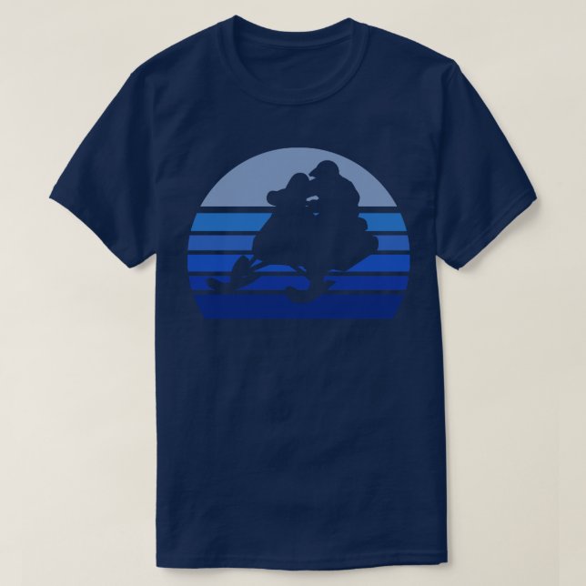 Blue Retro Snowmobile T-Shirt (Design vorne)