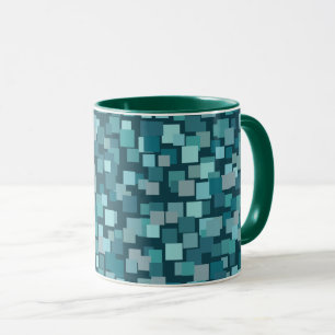 Blue Retro Squares Tasse