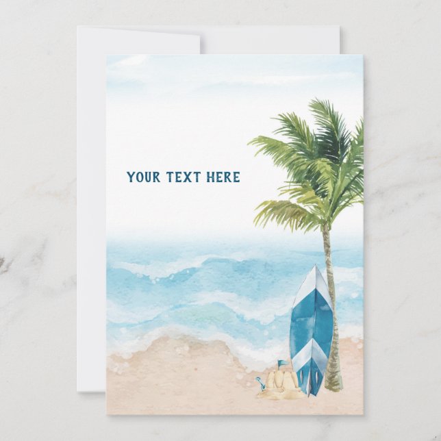 Blue Retro Surf Signature Card Einladung (Vorderseite)