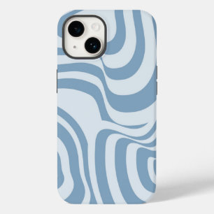 Blue Retro Swirl Groovy Y2K Muster Case-Mate iPhone 14 Hülle
