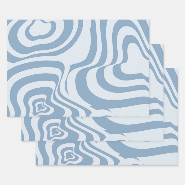 Blue Retro Swirl Groovy Y2K Muster Geschenkpapier Set (Set)