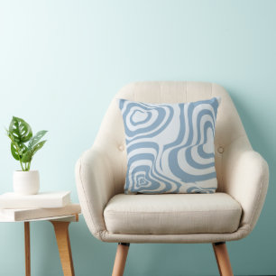 Blue Retro Swirl Groovy Y2K Muster Kissen