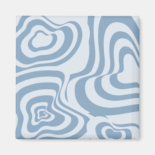 Blue Retro Swirl Groovy Y2K Muster Magnet (Vorne)