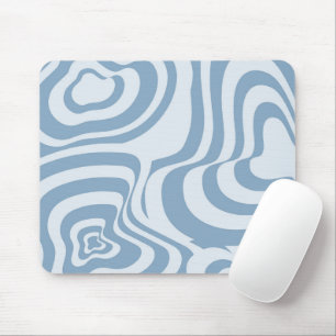 Blue Retro Swirl Groovy Y2K Muster Mousepad