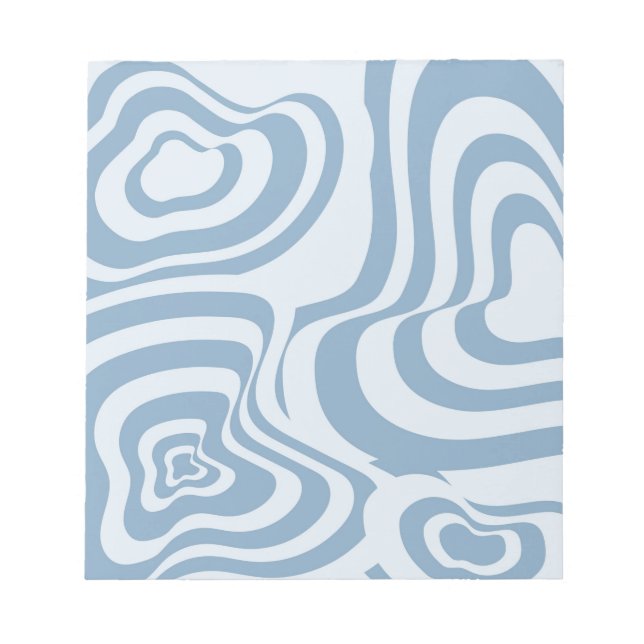 Blue Retro Swirl Groovy Y2K Muster Notizblock (Vorderseite)