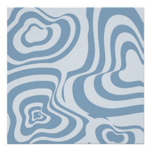 Blue Retro Swirl Groovy Y2K Muster Poster