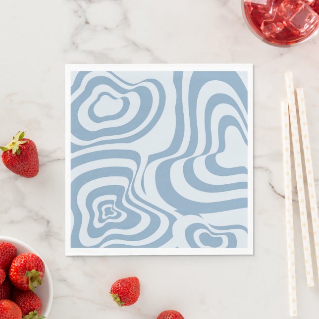 Blue Retro Swirl Groovy Y2K Muster Serviette (Beispiel)