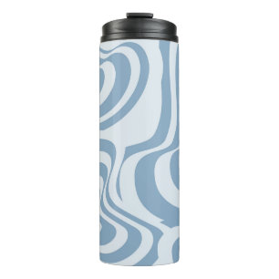 Blue Retro Swirl Groovy Y2K Muster Thermosbecher