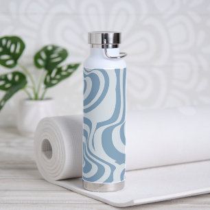Blue Retro Swirl Groovy Y2K Muster Trinkflasche