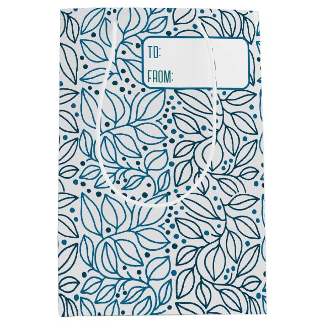 Blue Retro Tides of Christmas Vibes Mittlere Geschenktüte (Vorderseite)