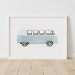 Blue Retro Van Kinderzimmer Decor Poster<br><div class="desc">This original watercolor artwork was crafted with care for a wall of your home that needs a little bit of love!</div>