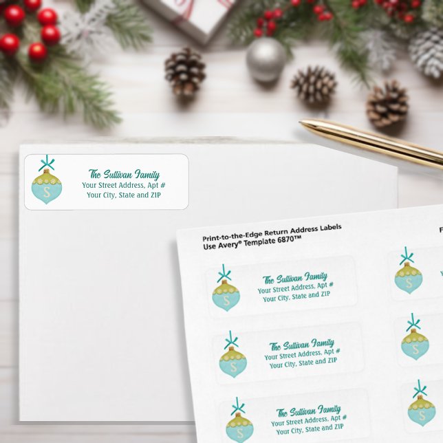 Blue Retro Weihnachtsschmuck Monogram (Von Creator hochgeladen)