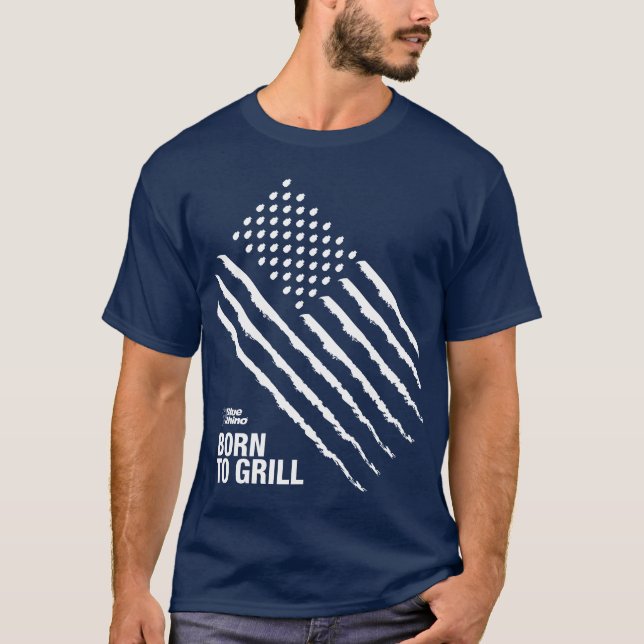Blue Rhino "American Flag": Geboren zum Grill" Män T-Shirt (Vorderseite)