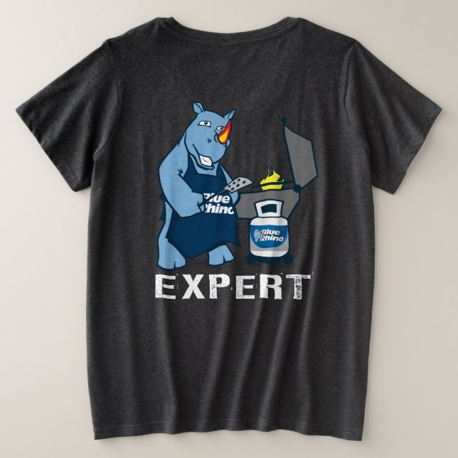 Blue Rhino "Grillexperte" Dunkel Große Größe T-Shirt (Design Rückseite)