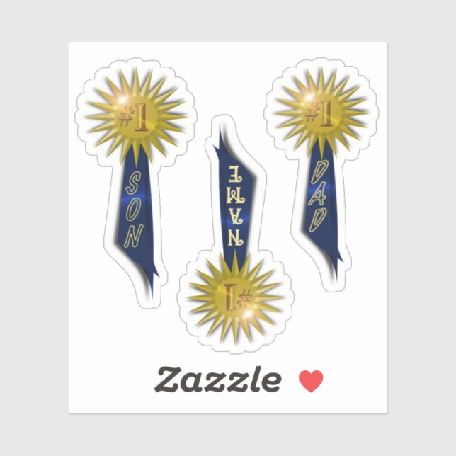 Blue Ribbon #1 Vater #1 Son Sticker (Blatt)