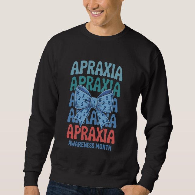 Blue Ribbon Apraxia Blue Bow Coquette Apraxia Awar Sweatshirt (Vorderseite)