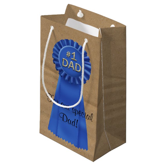Blue Ribbon Award für Vater Kleine Geschenktüte (Vorderseite Schrägansicht)