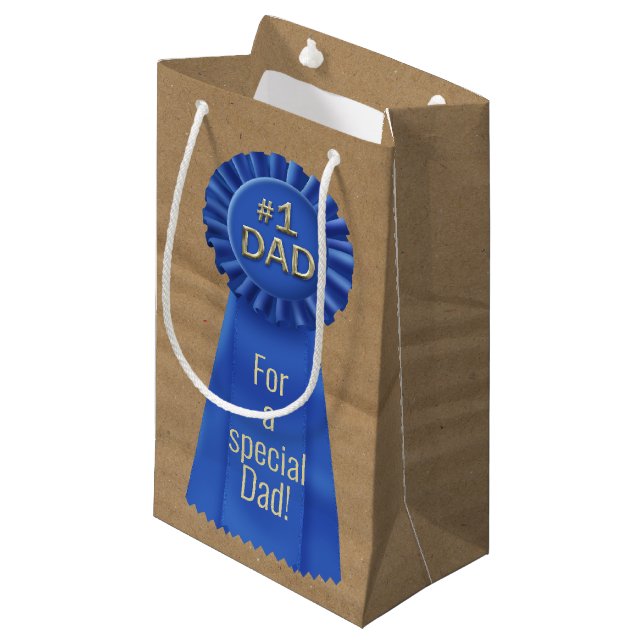 Blue Ribbon Award für Vater Kleine Geschenktüte (Vorderseite Schrägansicht)